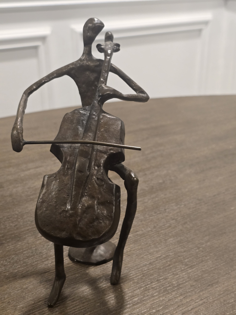 Metal Musician Cello Sculpture in Brown